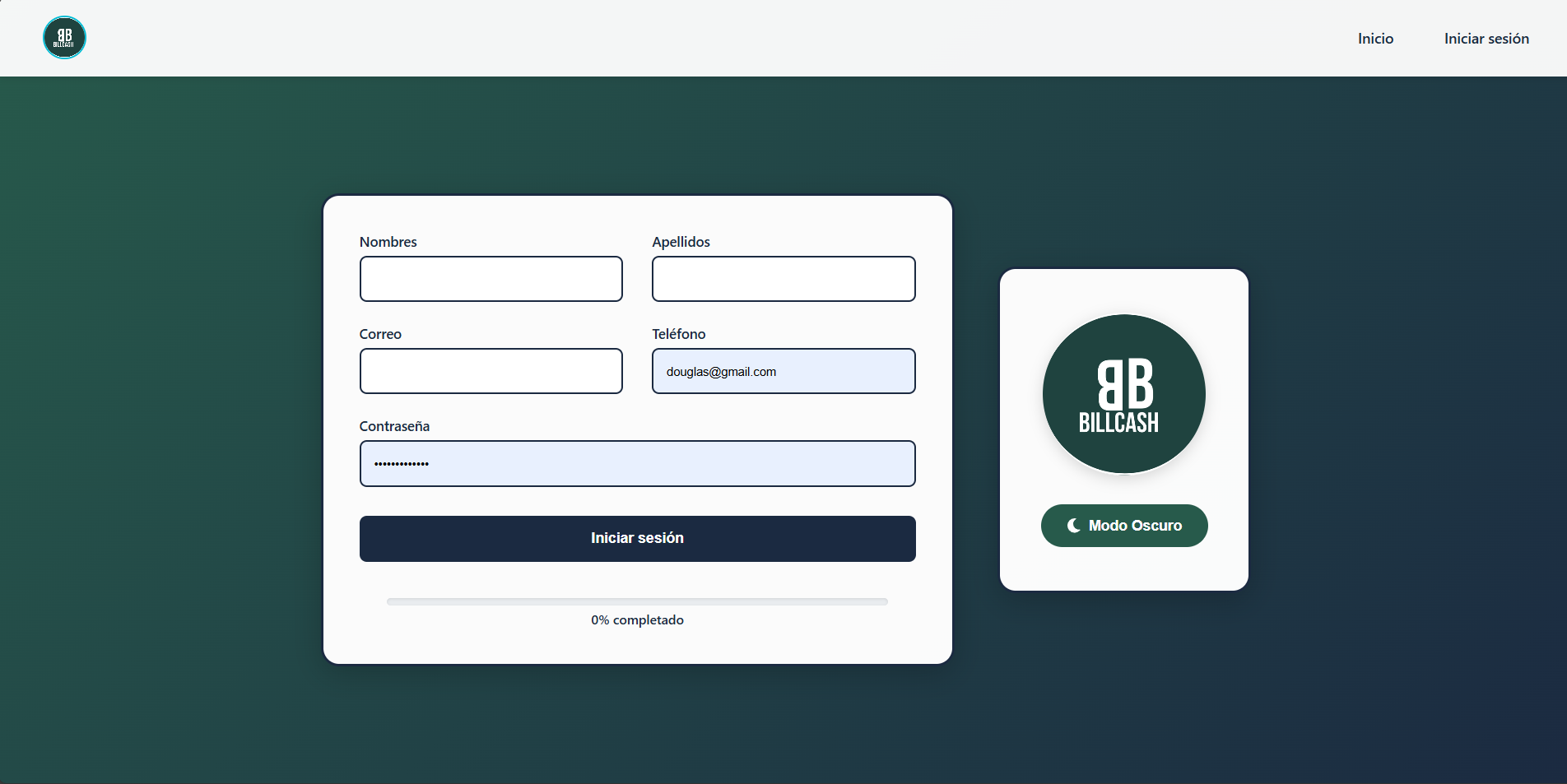 Pantalla de Registro